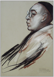 Drawing by Stanley Roseman, Portrait of Padre Gabriele, 1998, Abbey of Chiaravalle, Milanese, Italy, chalks on paper, Private Collection.  Stanley Roseman  