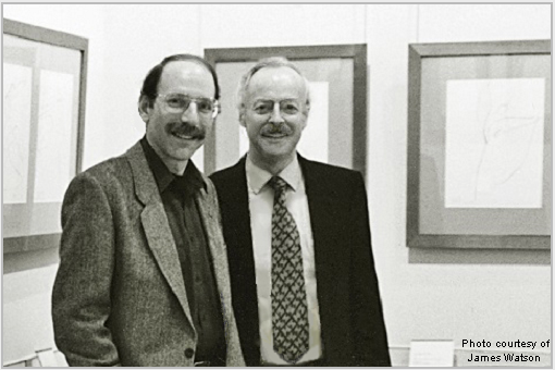 Stanley Roseman and Ronald Davis at the exhibition "Stanley Roseman - Dessins sur la Danse  l'Opra de Paris," Bibliothque Nationale de France - Bibliothque-Muse de l'Opra, 1996. Photo courtesy of James Watson
